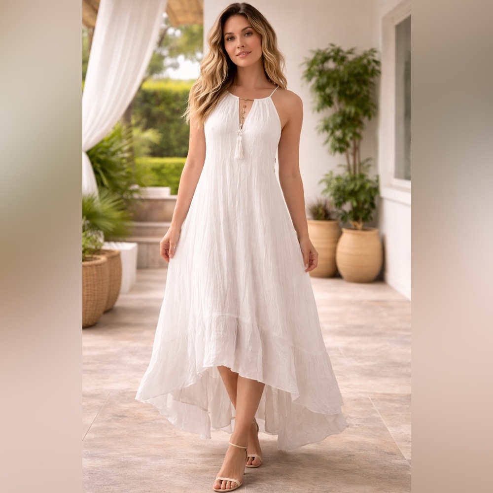 NWT White Halter Maxi Dress – Lightweight Summer Dress SIZE: XL